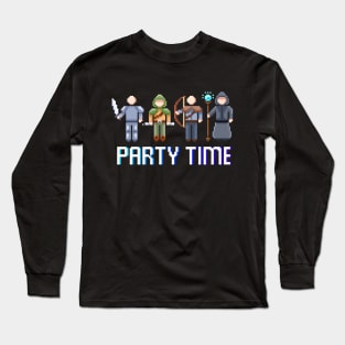 Party Time Class RPG Roleplaying DM 8-Bit Long Sleeve T-Shirt